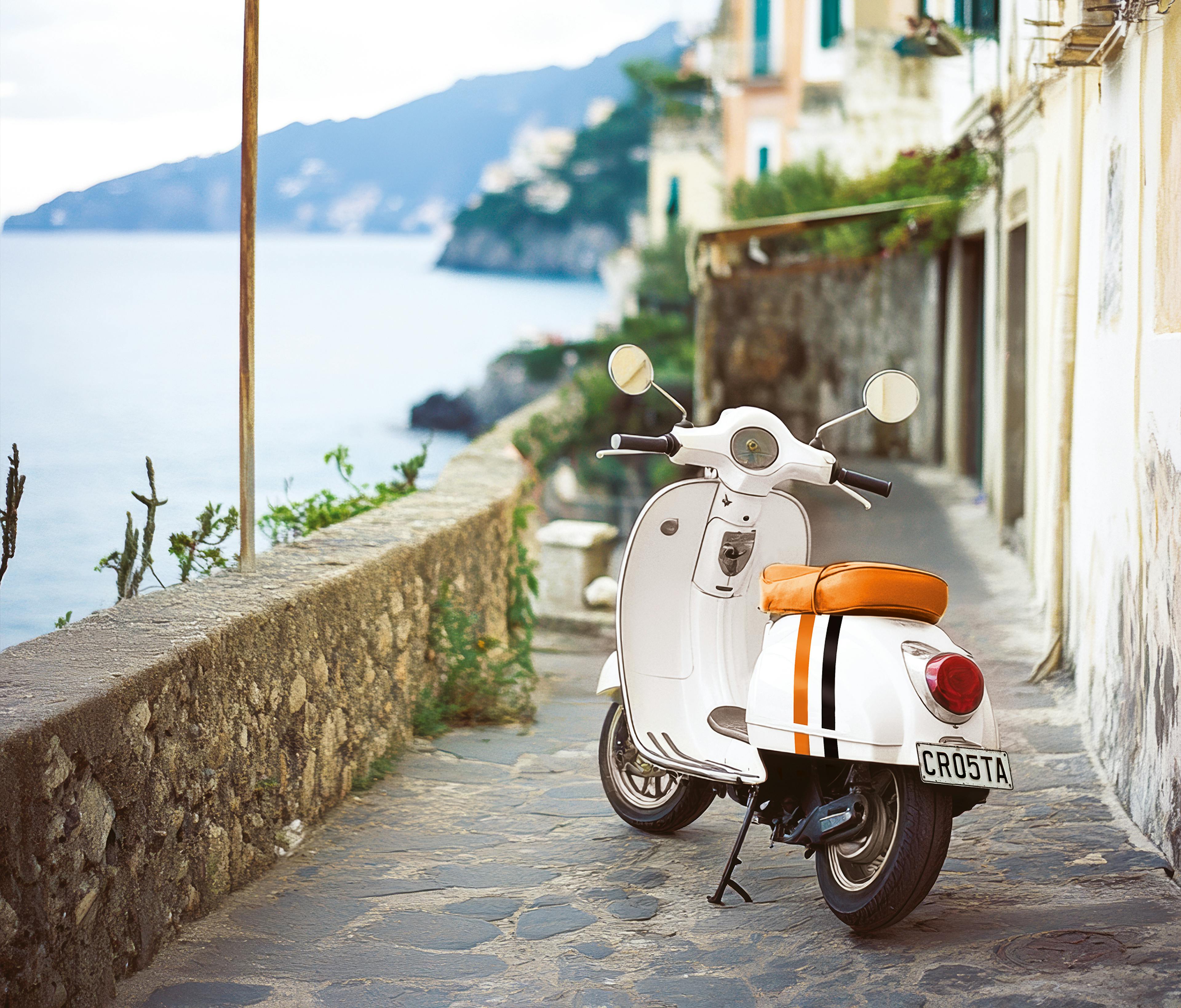 Crosta Mollica's branded Vespa in Italy scenario.