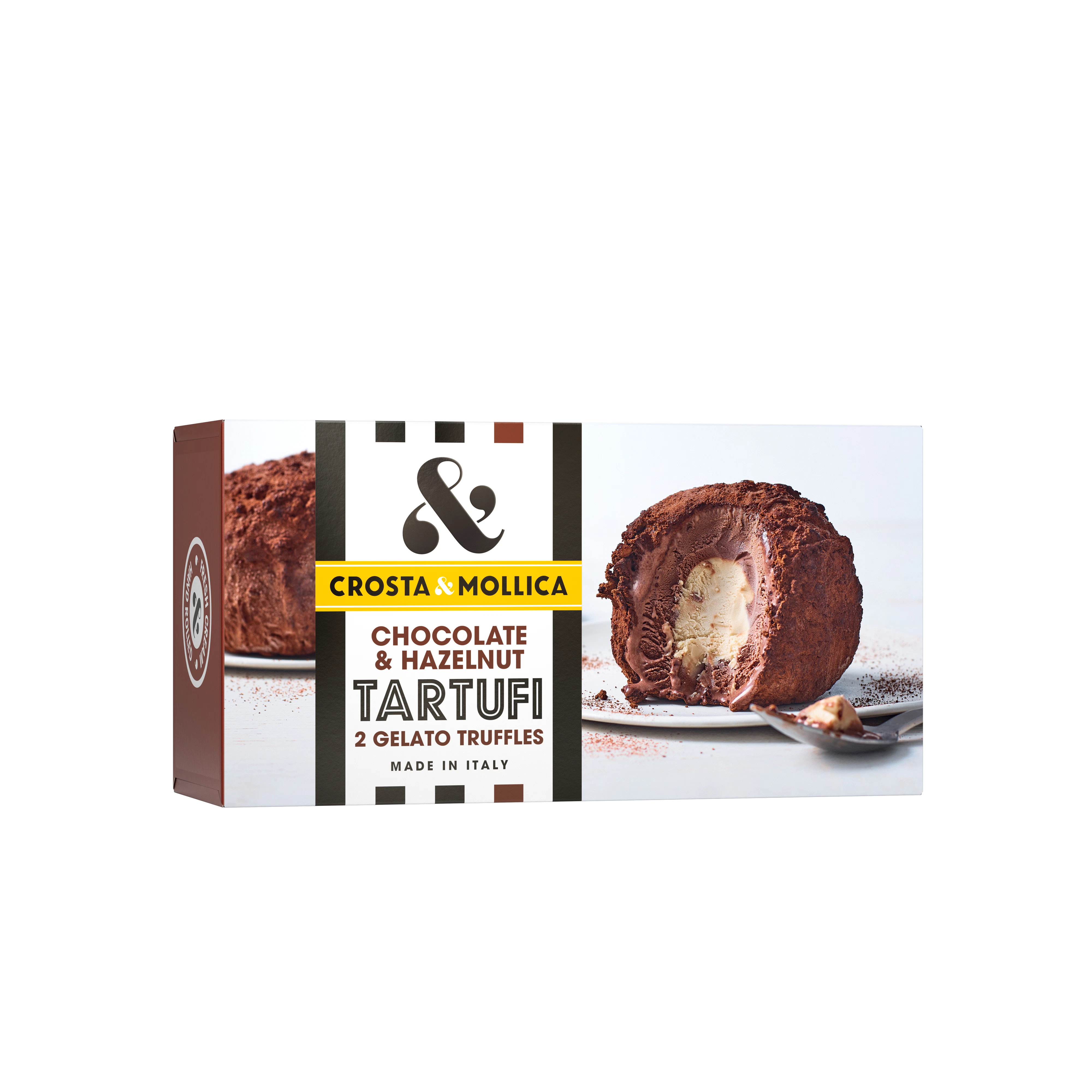 Chocolate & Hazelnut Tartufi packaging.