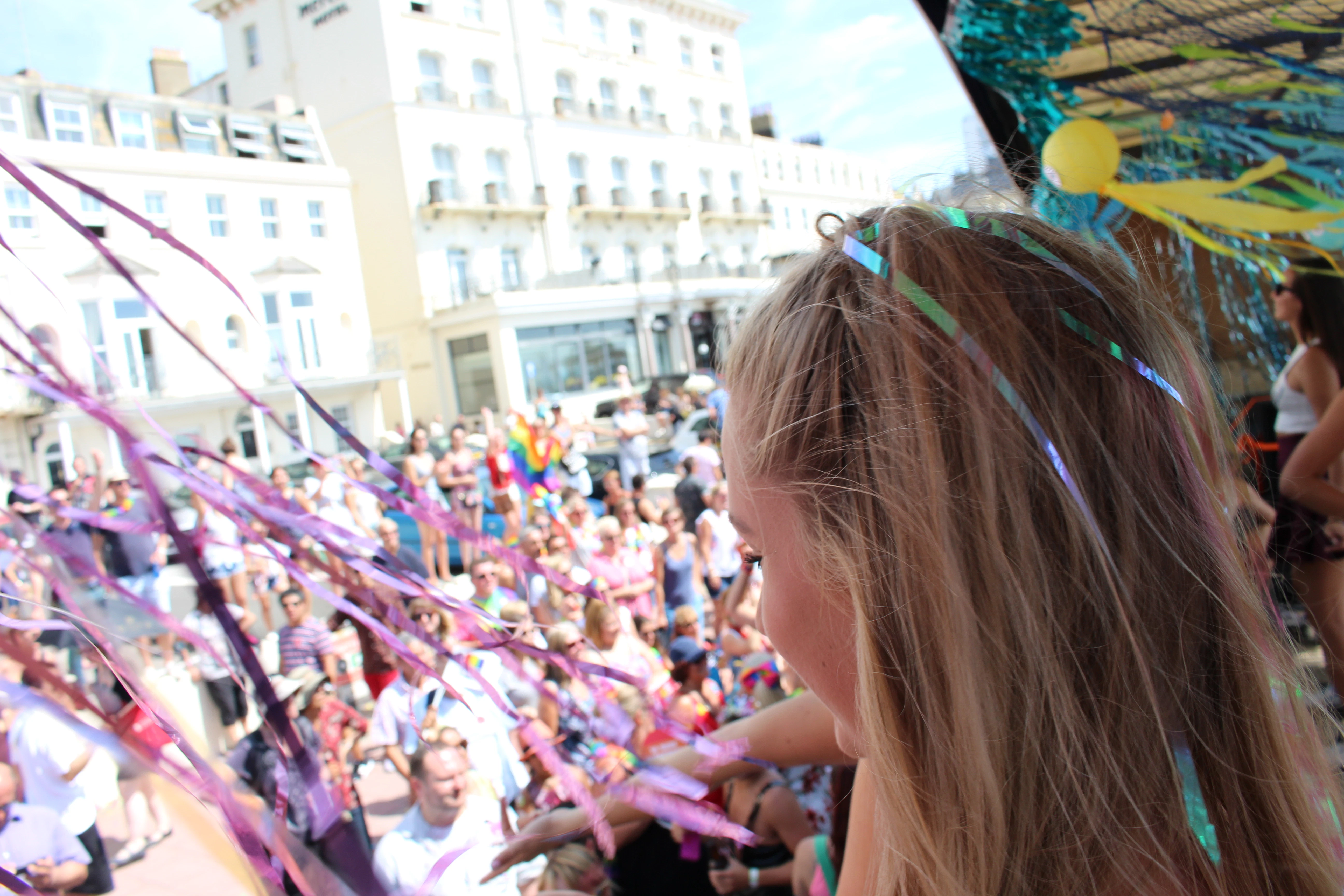 A Net Natives employee and the Pride Parade in Brighton, UK. 