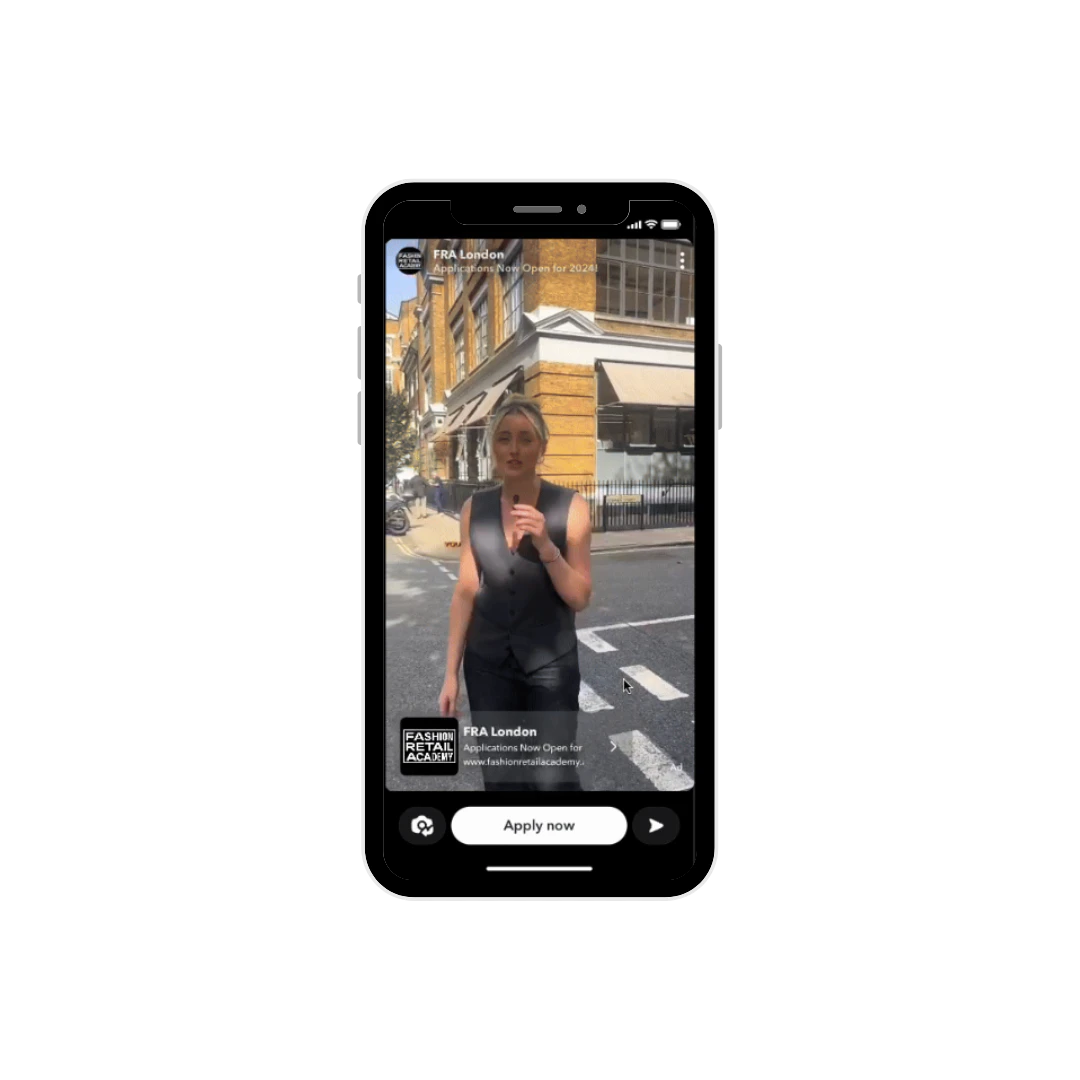 iPhone mockup of some user generated content, with a student creator holding a microphone