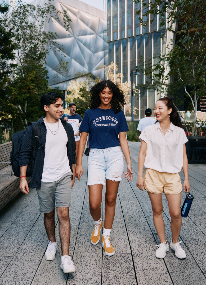 3 students walking together